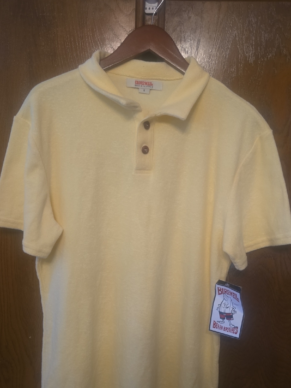 Birdwell Pale Yellow Terry Cloth Polo Shirt